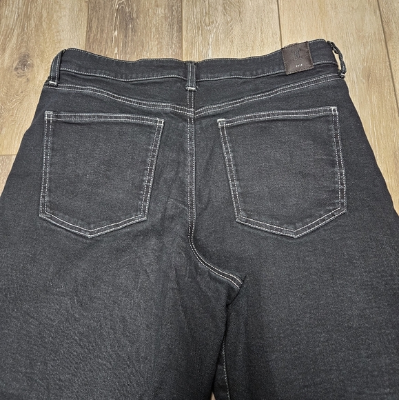 Hale Wide Leg Black Denim Jeans Button Fly White Stiching Women's 32 Grunge - Picture 11 of 12